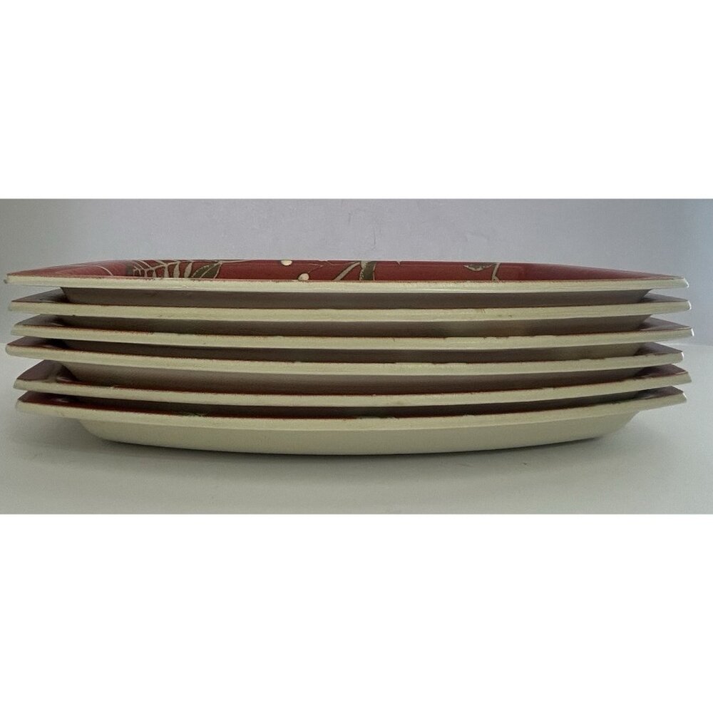6 Plates Match Mates International Laminations Floral Red Luncheon Fancy Picnic - Picture 12 of 13